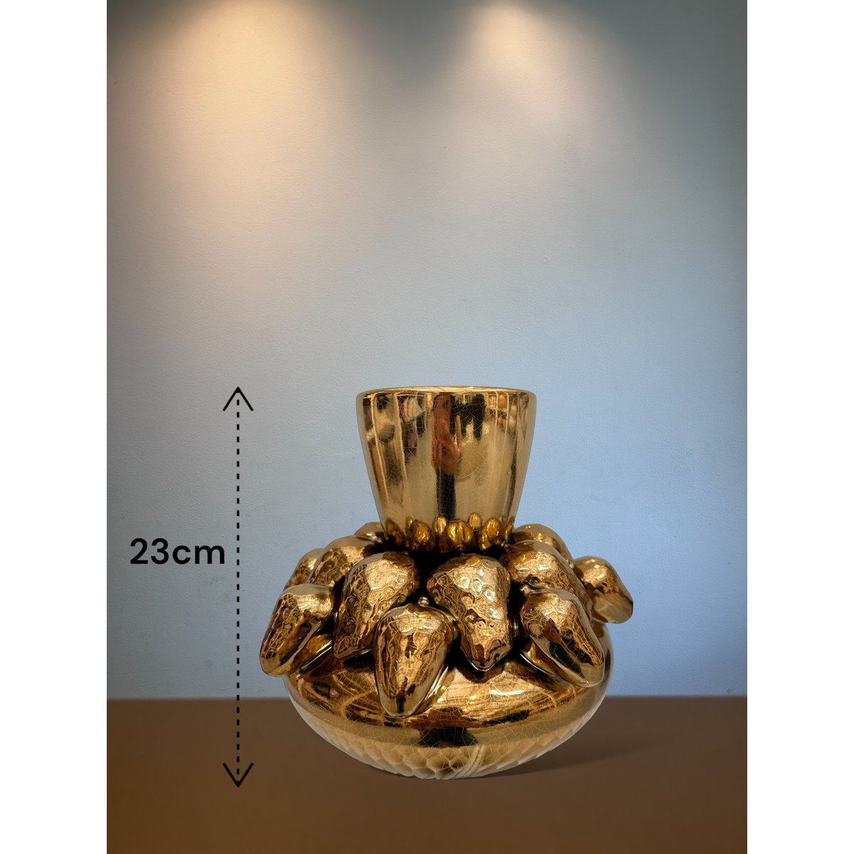 Vaas 22x23 cm goud handgemaakt