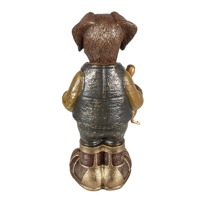 Hondenbeeld 16x14x34 cm polyresin bruin groen