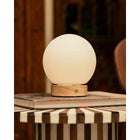 Tafellamp hout glas oplaadbaar dimbaar 15 cm