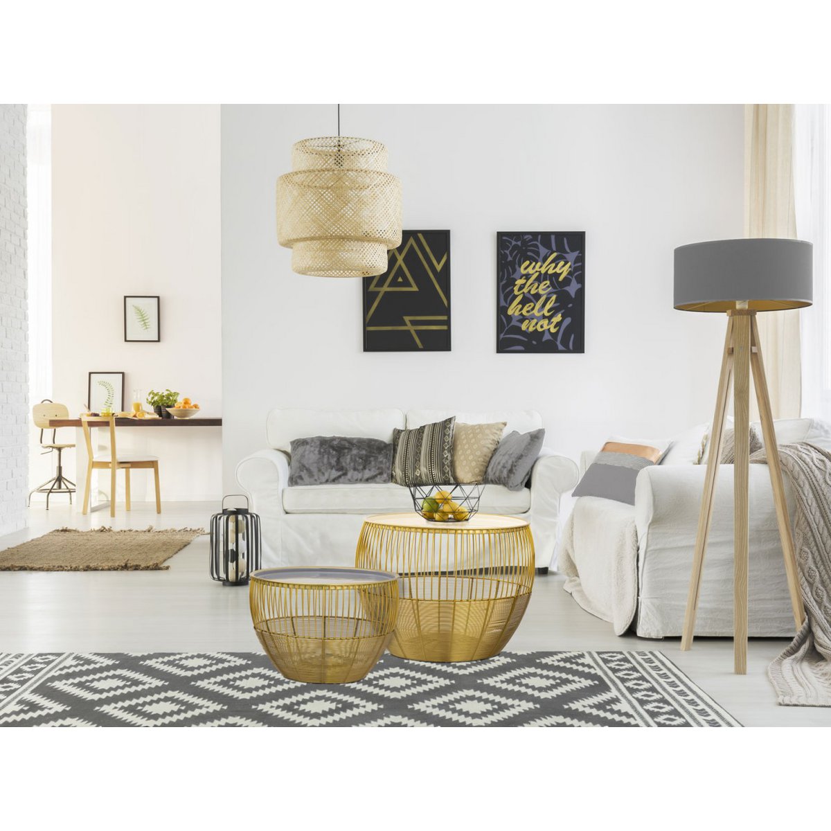 Set van 2 Ronde Bijzettafels Glamira Goud Salontafels