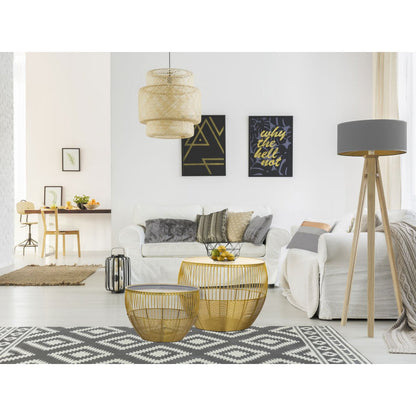 Set van 2 Ronde Bijzettafels Glamira Goud Salontafels