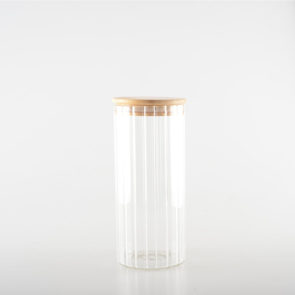 Opbergpot glas hout 9x9x20 cm