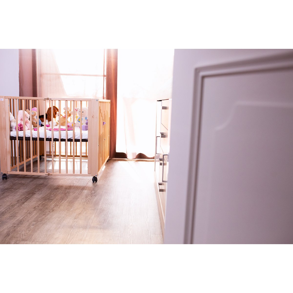 Babybox 89x85 cm naturel beuken opvouwbaar
