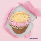 Bloemenmandkaars 10x9.7x1 cm koolzaadwas roze geel