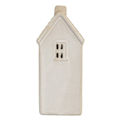 Decoratiehuisje LED 6x5x11 cm beige keramiek