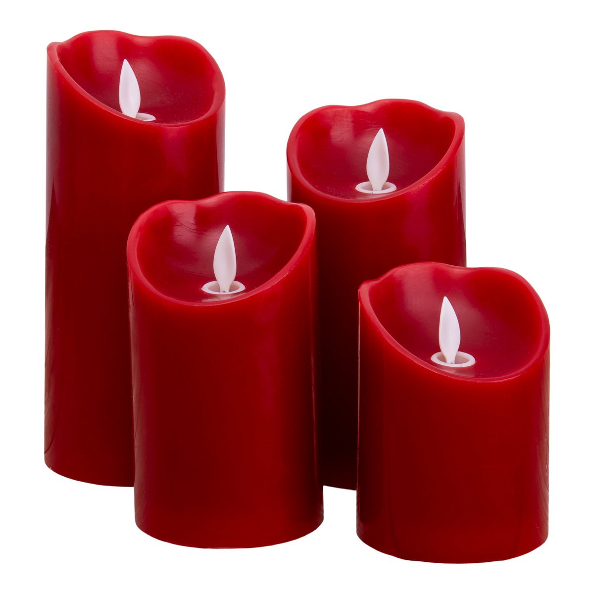 4 Set Led kaarsen Kaarsen Kerstdecoraties gemaakt van plastic in rood met stevig geïnstalleerde LED's