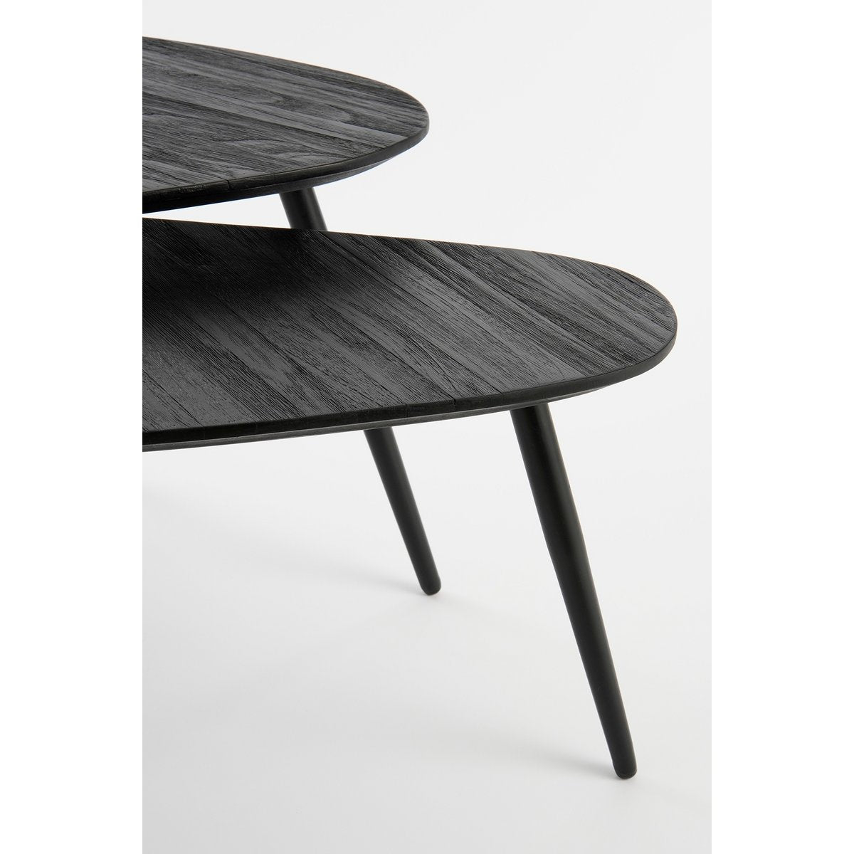 Bijzettafel set 2 gerecycled hout zwart 84x39x39 cm