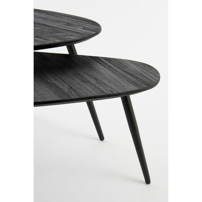 Bijzettafel set 2 gerecycled hout zwart 84x39x39 cm