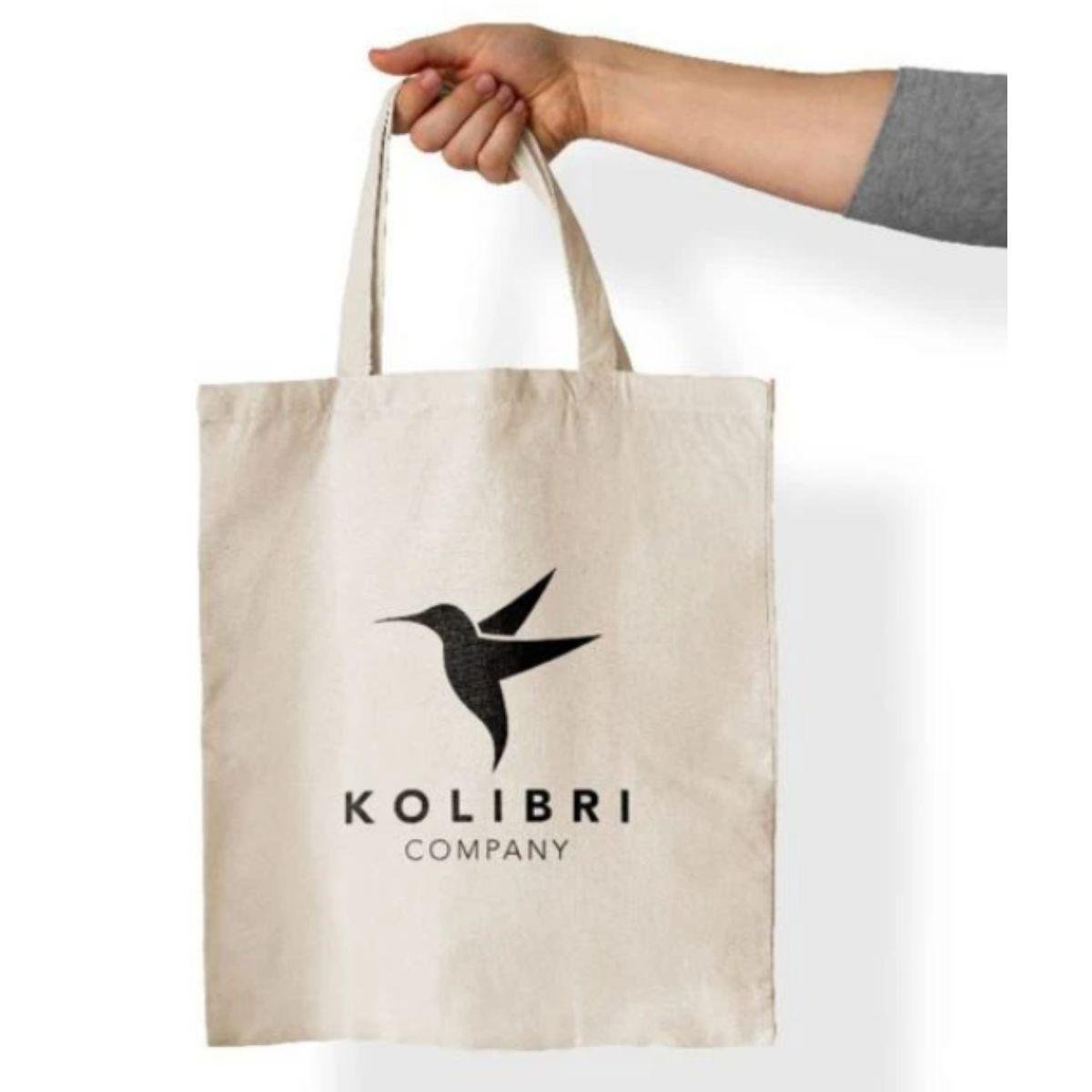 Canvas tas beige zwart 30 cm