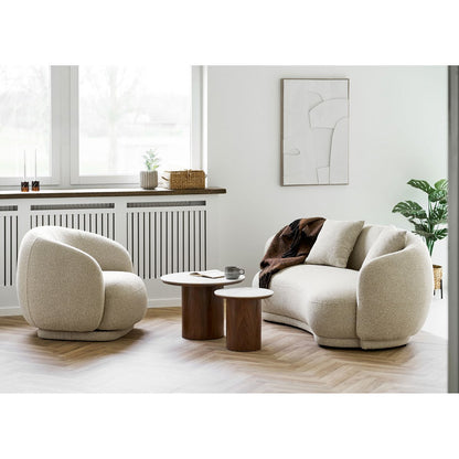 Salontafel ø60x42 cm keramiek/essenfineer wit donkerbruin