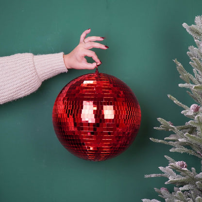 Kersthanger discobal 30x30x30 cm rood