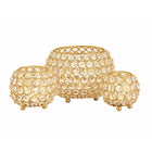 Tealight houder set 3 delig kristal goud zilver