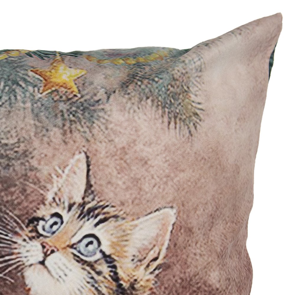Kussenhoes 45x45 cm bruin polyester katten