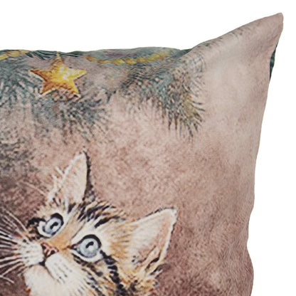 Kussenhoes 45x45 cm bruin polyester katten