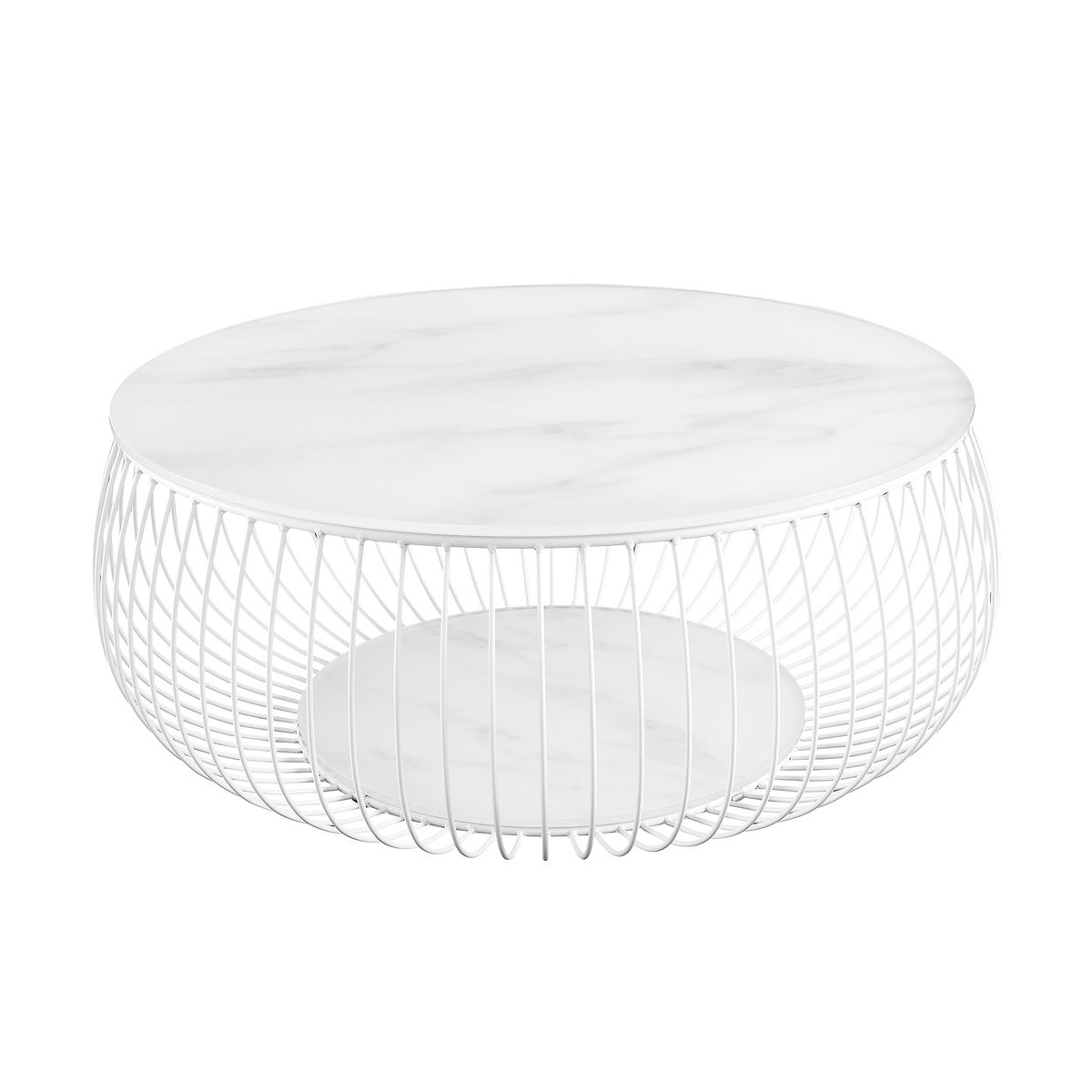 Salontafel rond Ø 86 cm wit glas