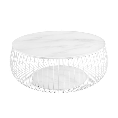 Salontafel rond Ø 86 cm wit glas