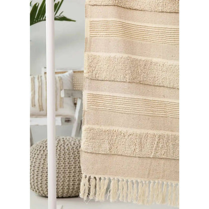 Plaid 130x165 cm katoen beige gestreept