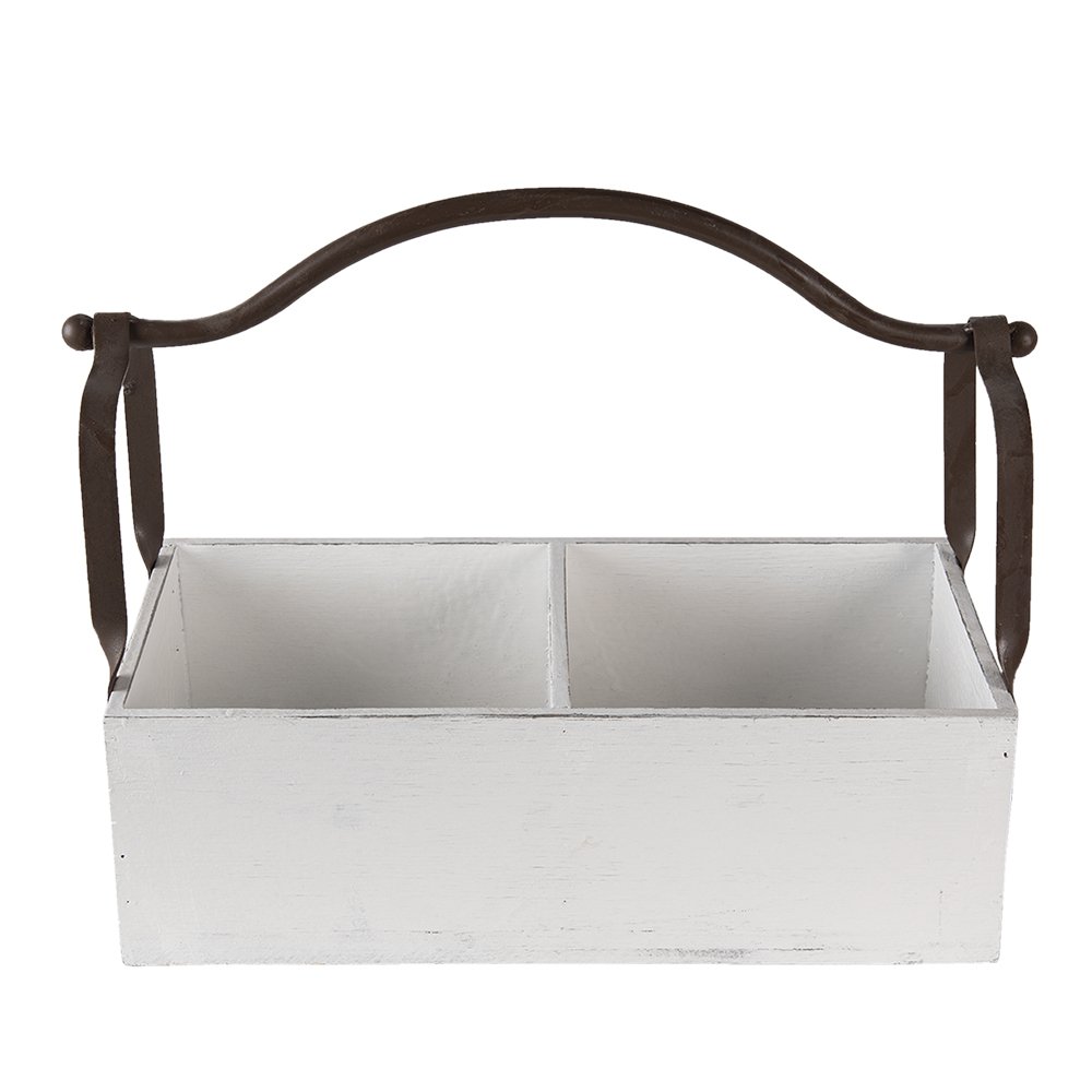 Basket 41x19x29 cm White Wood Tray