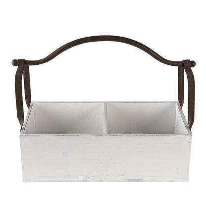 Basket 41x19x29 cm White Wood Tray