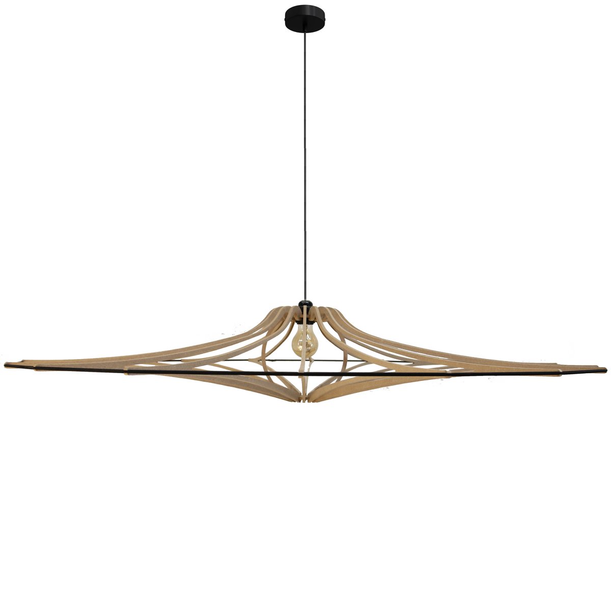 Hanglamp 124 cm zwart MDF