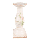 Kandelaar 30 cm keramiek roze bloemen