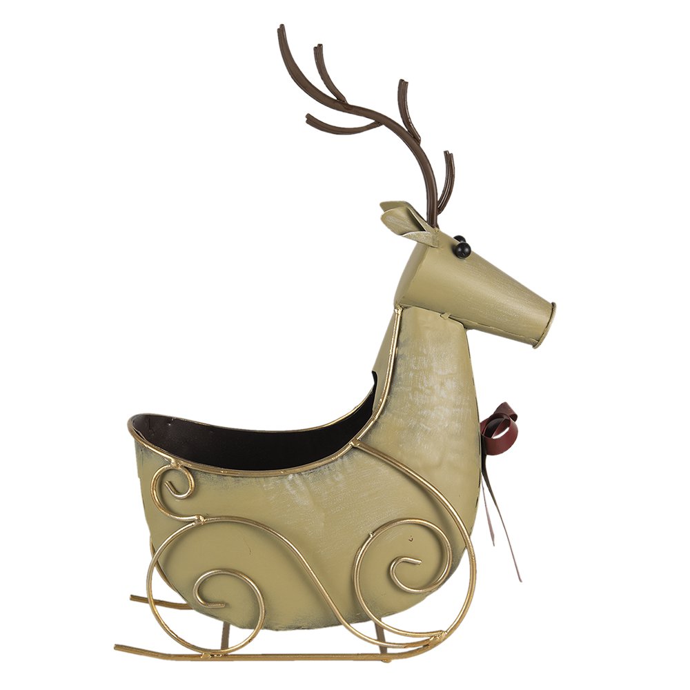 Opbergmand rendier 33x17x44 cm goudkleurig ijzer