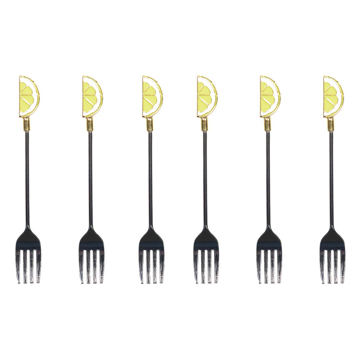 Dessertvorken set van 6 citroen geel