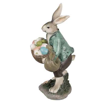 Konijnenbeeld 32 cm bruin groen polyresin
