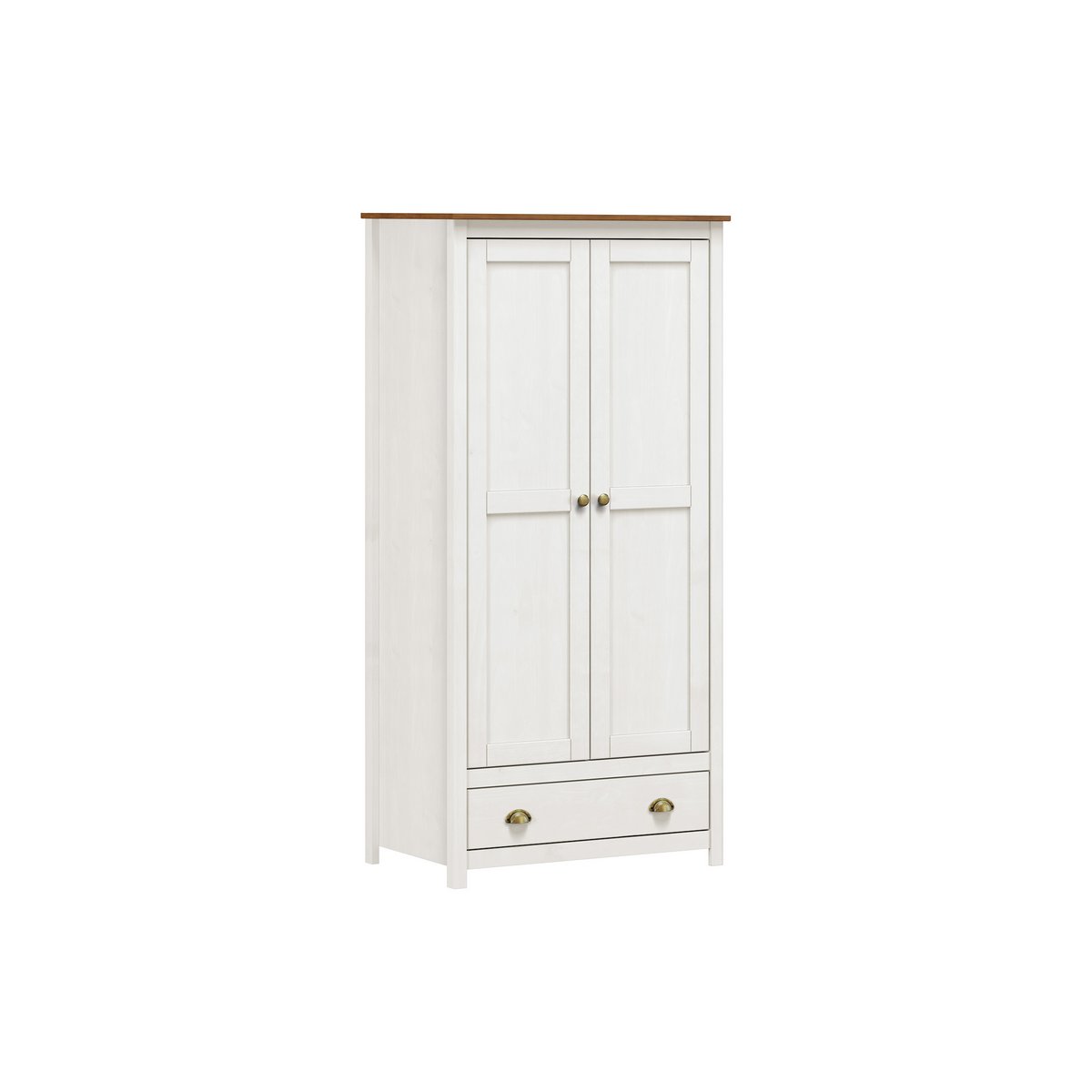 Kledingkast massief dennenhout wit bruin 91x54x185 cm