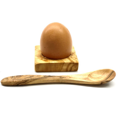 Eierhouder olijfhout met eierlepel