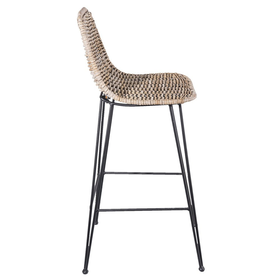 Barkruk 40x40x93 cm bruin rotan metaal