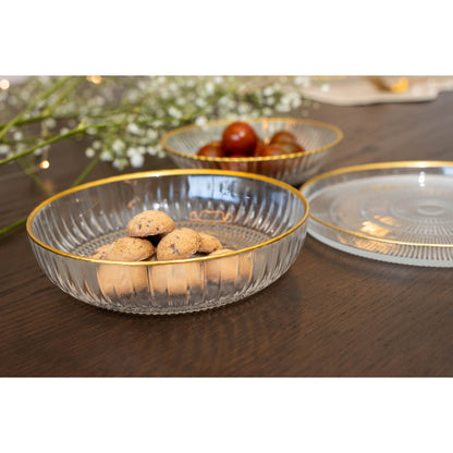 Cup 14x14x3 cm glas transparant goud