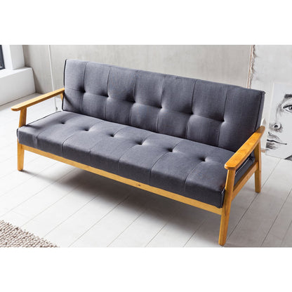 Slaapbank 190x85x81 cm donkergrijs geweven stof eucalyptus