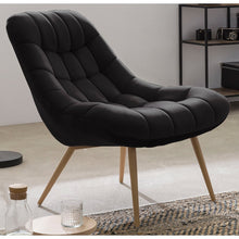 Fauteuil XXL Fluweel Zwart Met Metaal Houtlook Lounge