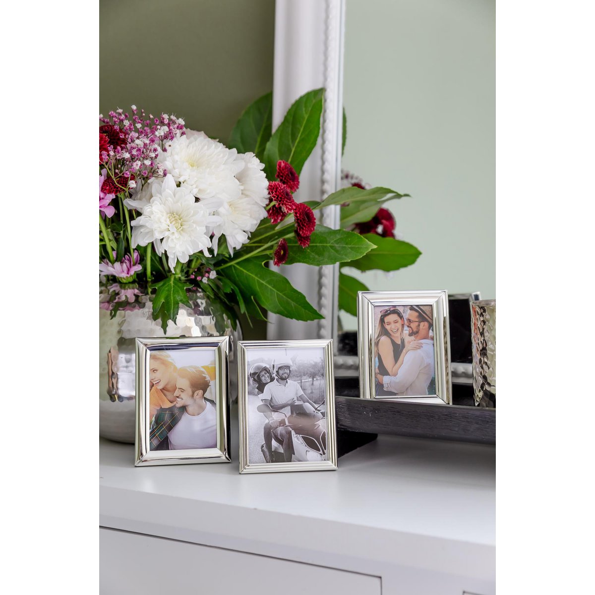 Fotolijst 6x9 cm verzilverd set van 3