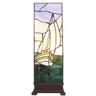 Tiffany Table Lamp 18x18x48 cm Beige Purple Glass Sailboat Tiffany Desk Lamp