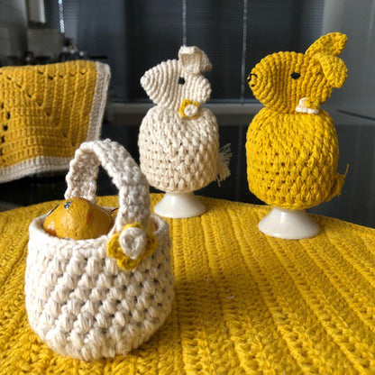Eierwarmer konijn 2 stuks gebroken wit biologisch katoen