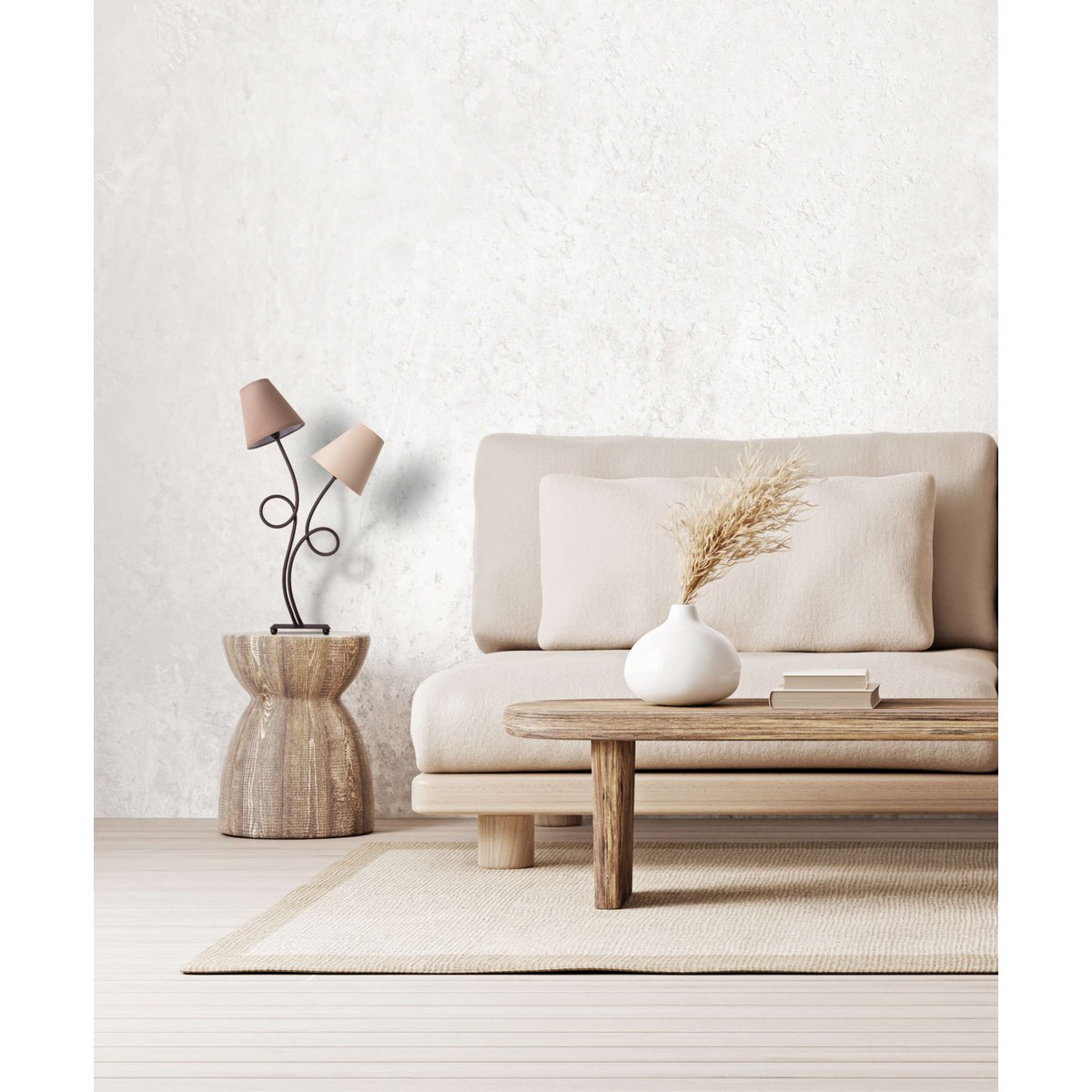 Boho Tafellamp 2Flame Bruin Beige Met E14 Aansluiting