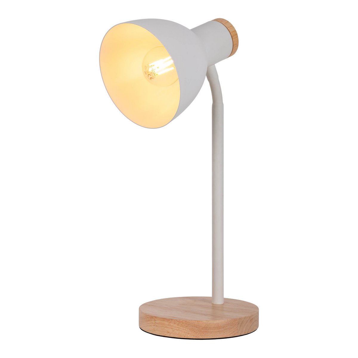 Bureaulamp Marie metaal hout wit 36,5 cm