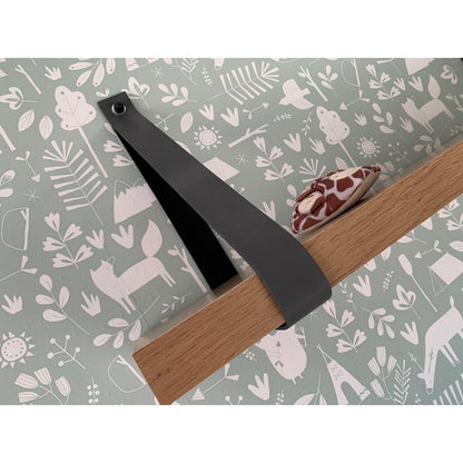 Leren Plankdragers Grijs, set van 2 stuks, 4 cm