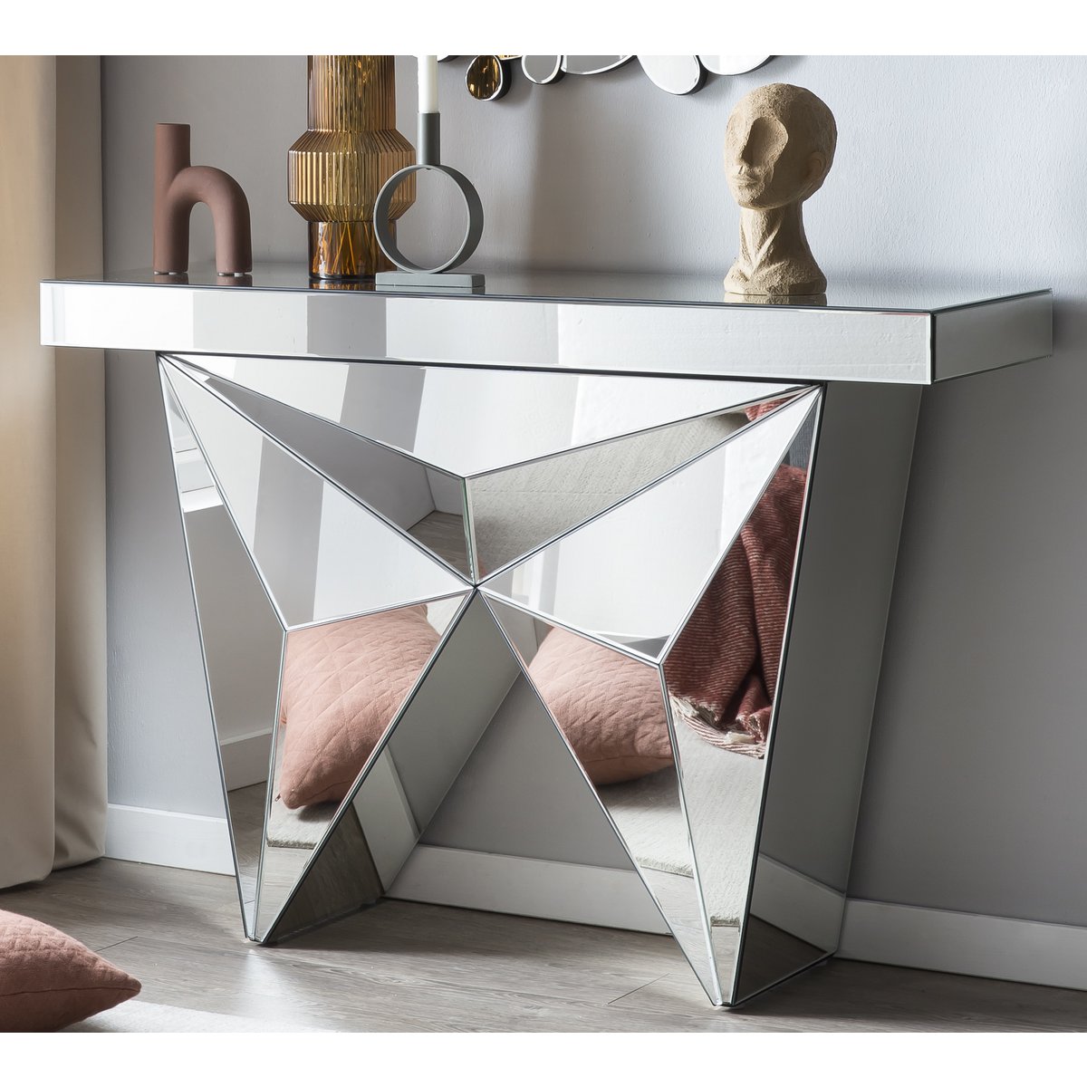 Console tafel 120x35.5x81 cm spiegelglas zilver MDF