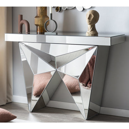 Console tafel 120x35.5x81 cm spiegelglas zilver MDF