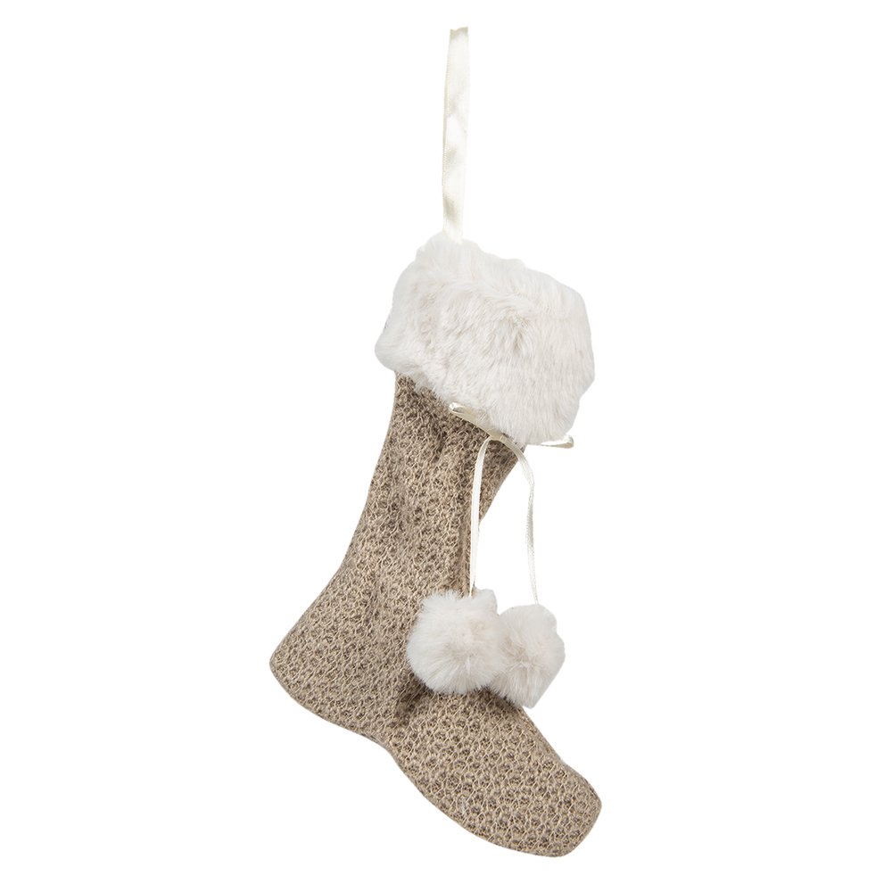 Kerstsok decoratie 15x2x20 cm beige
