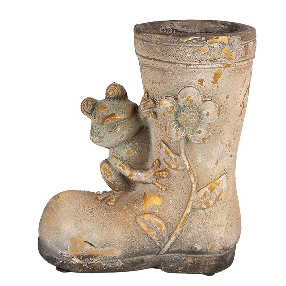 Bloempot laars 30 cm bruin keramiek