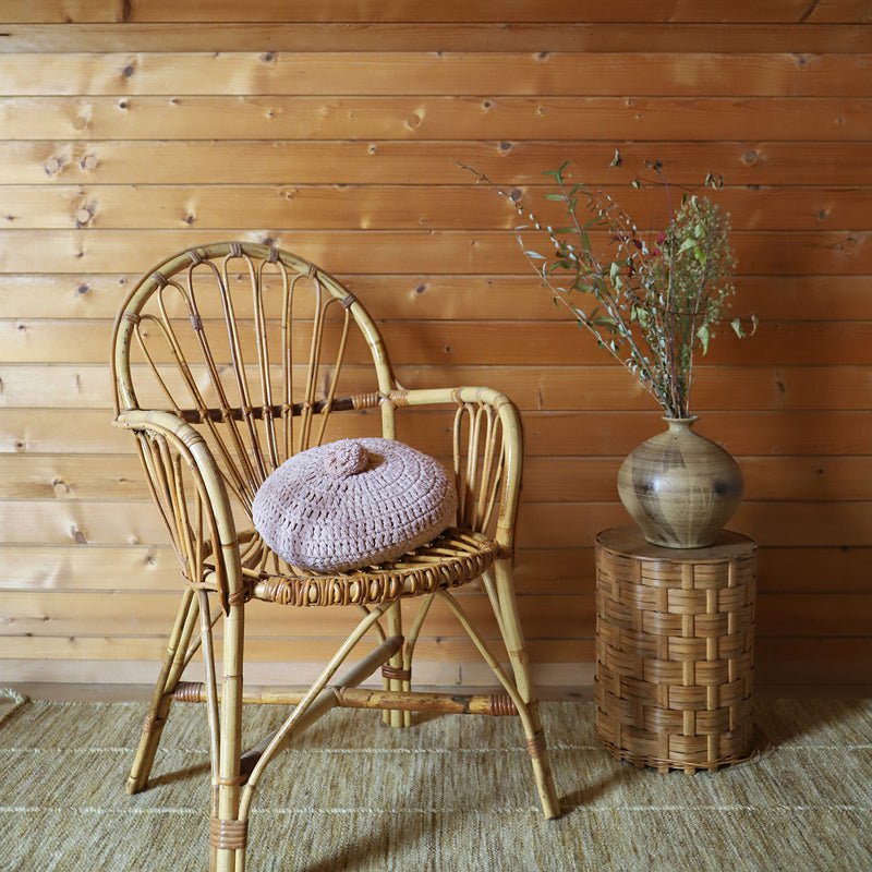 LENKA ROSE NUDE round crocheted cushion