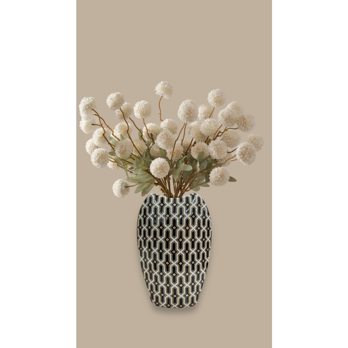 Vaas 33x22 cm porselein zwart goud roze