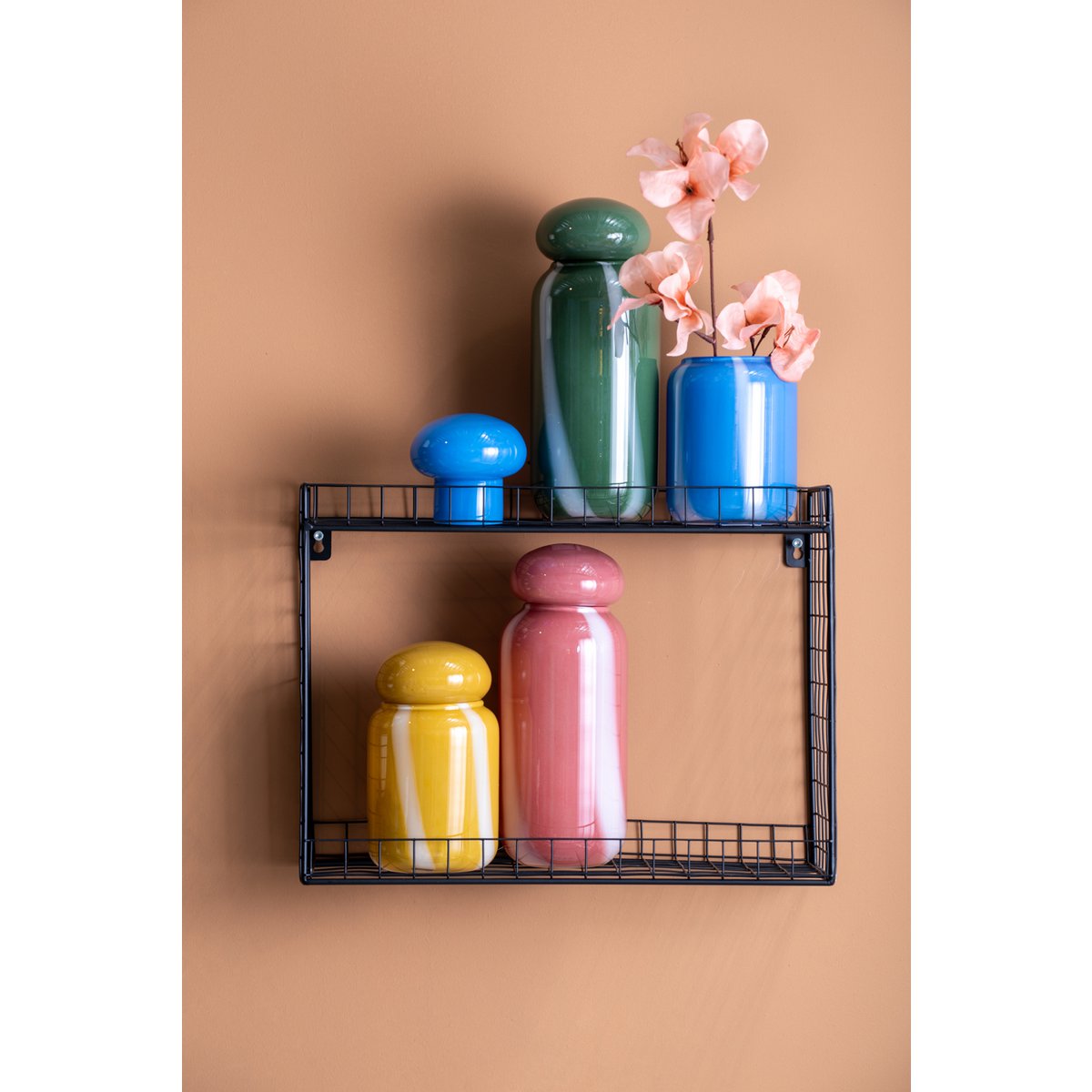 Vaas glas groen wit streep 10x25 cm