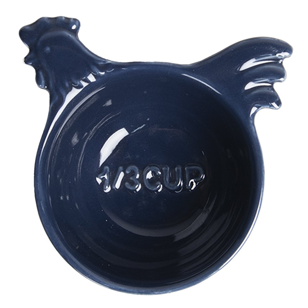 Maatlepel 9x9x5 cm blauw keramiek haan