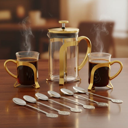 Koffiezetapparaat glas 600 ml goud 9x9x18 cm