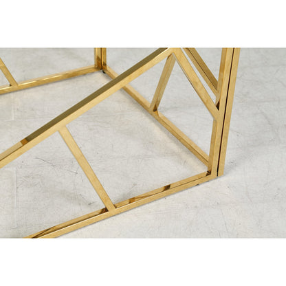 Bijzettafel 55x55x55 cm goud grijs glas metaal